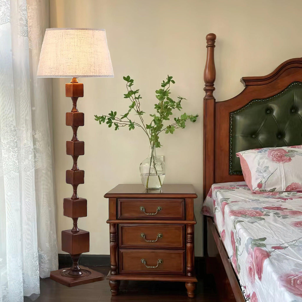 Wooden Square Stack Floor Light 19.7", Floor Lamp, detail 4