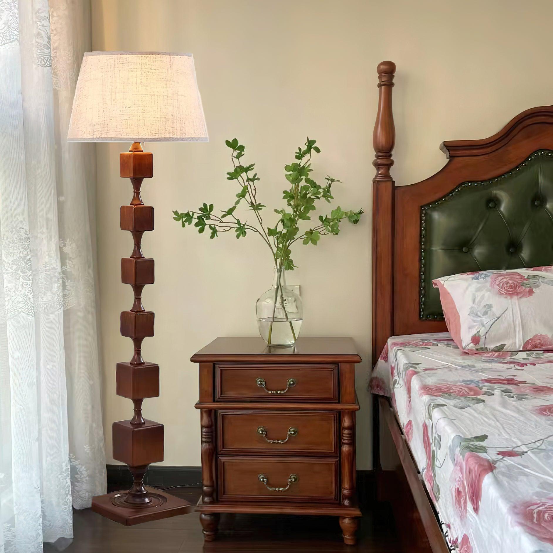 Wooden Square Stack Floor Light 19.7", Floor Lamp, detail 4