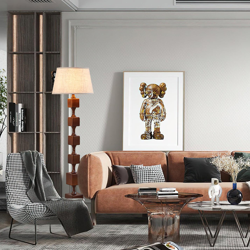 Wooden Square Stack Floor Light 19.7", Floor Lamp, detail 2