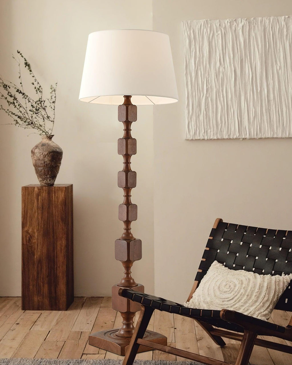 Wooden Square Stack Floor Light 19.7", Floor Lamp, detail 16