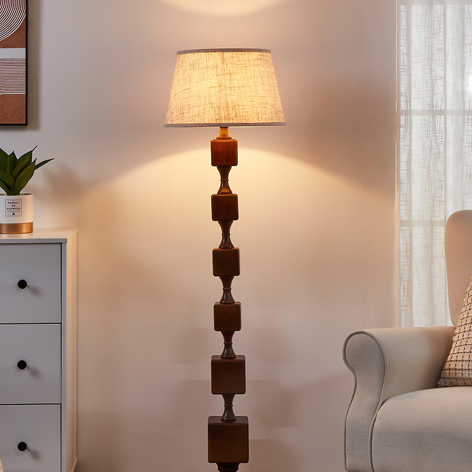 Wooden Square Stack Floor Light 19.7", Floor Lamp, detail 6