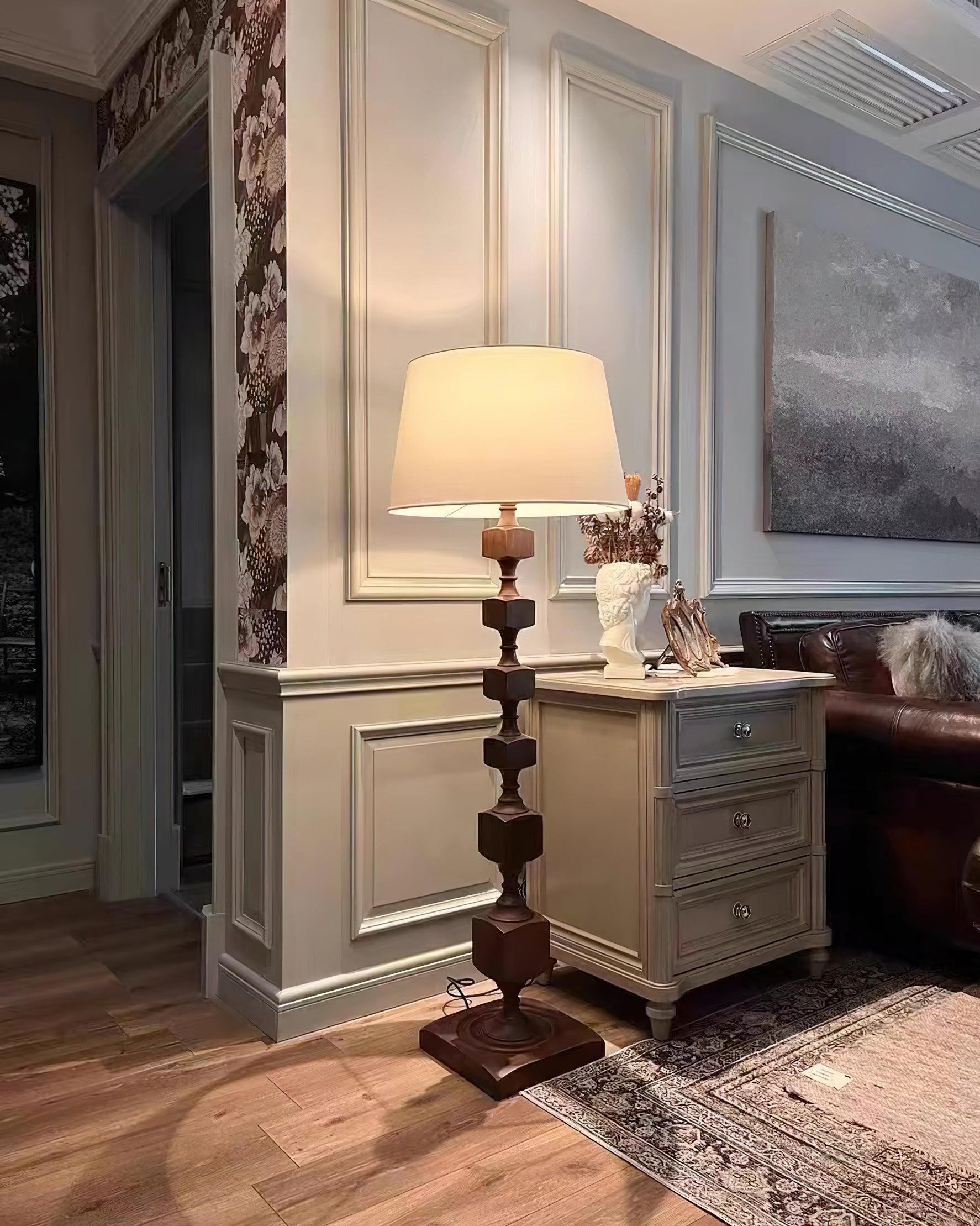 Wooden Square Stack Floor Light 19.7", Floor Lamp, detail 14