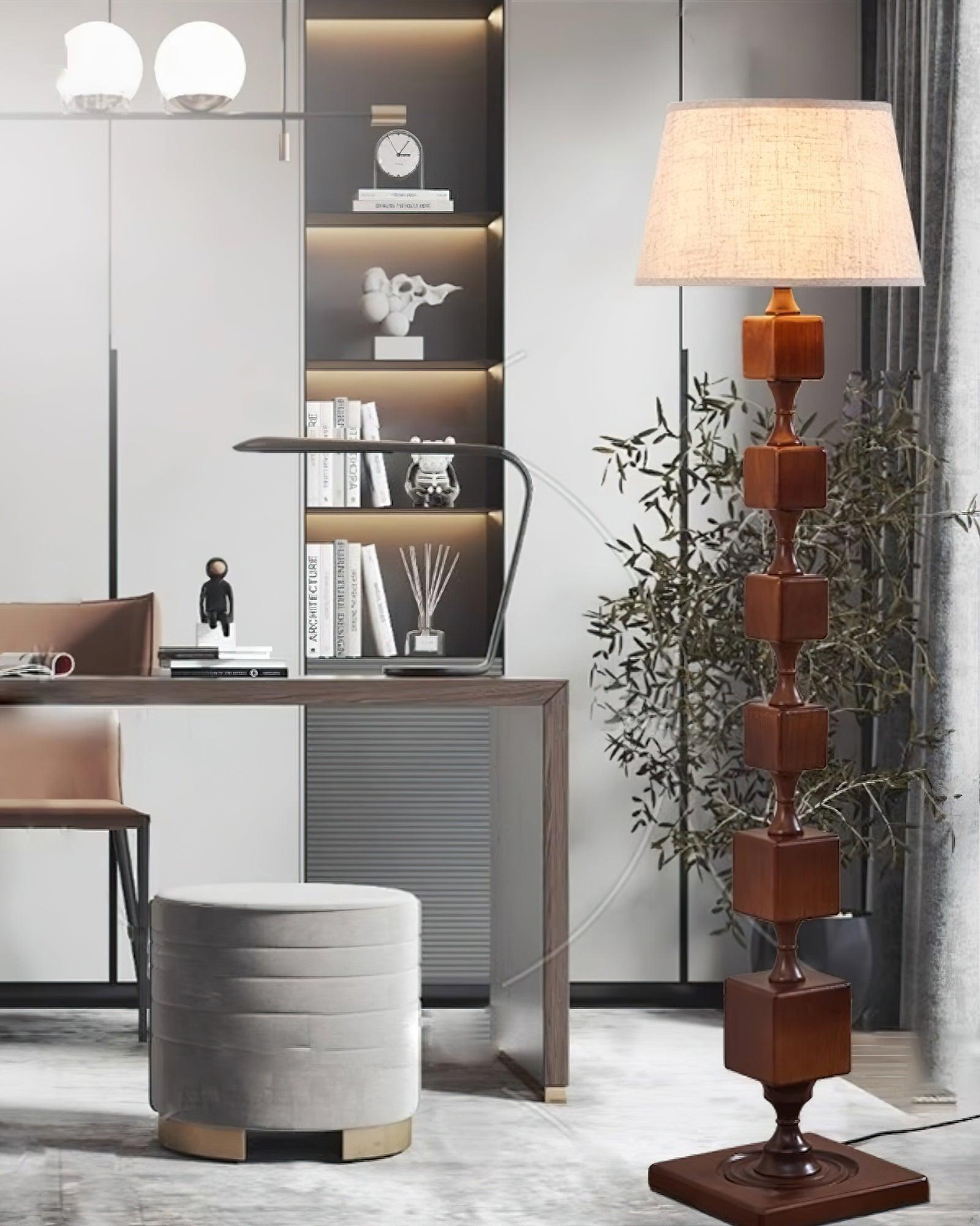 Wooden Square Stack Floor Light 19.7", Floor Lamp, detail 13