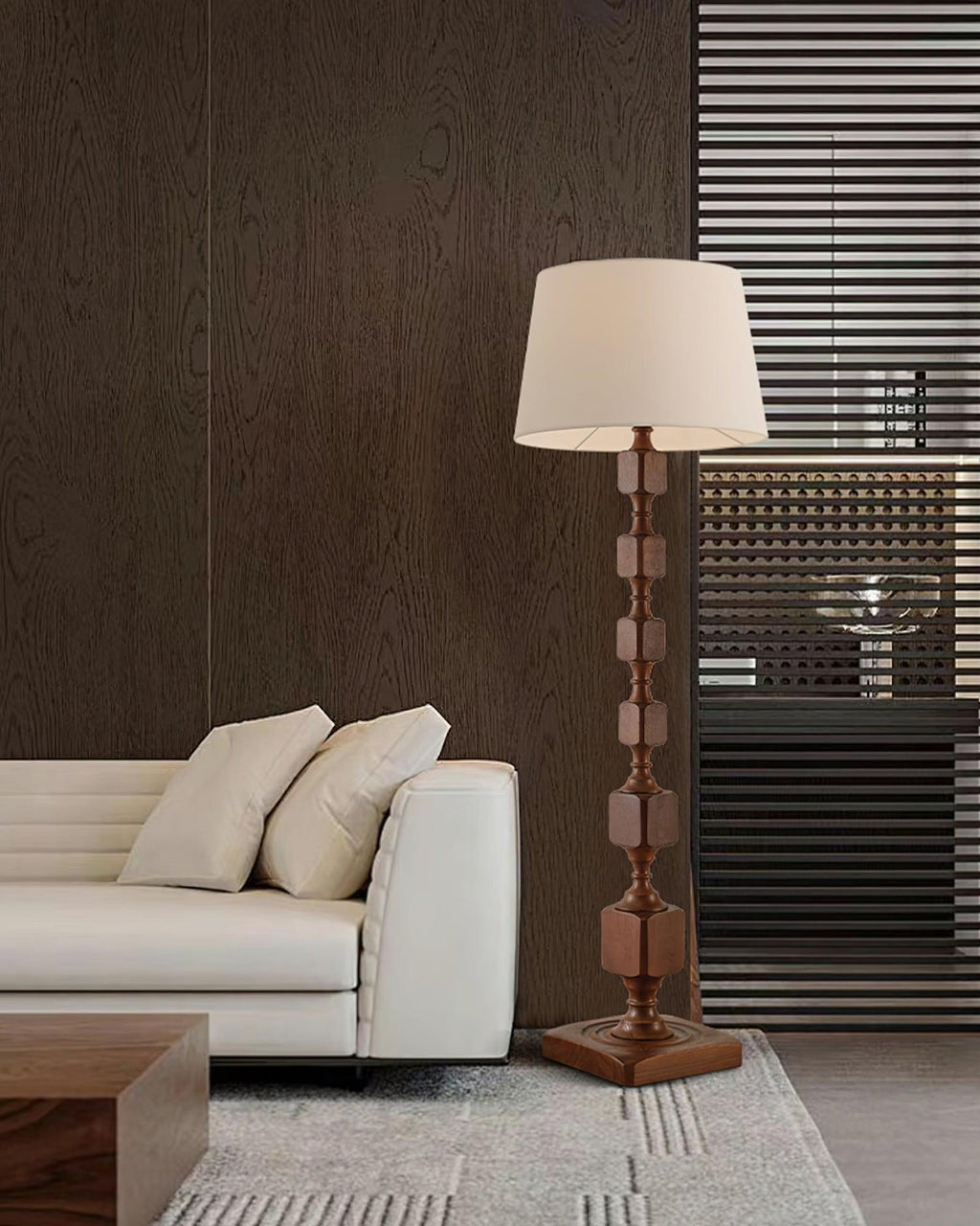 Wooden Square Stack Floor Light 19.7", Floor Lamp, detail 8