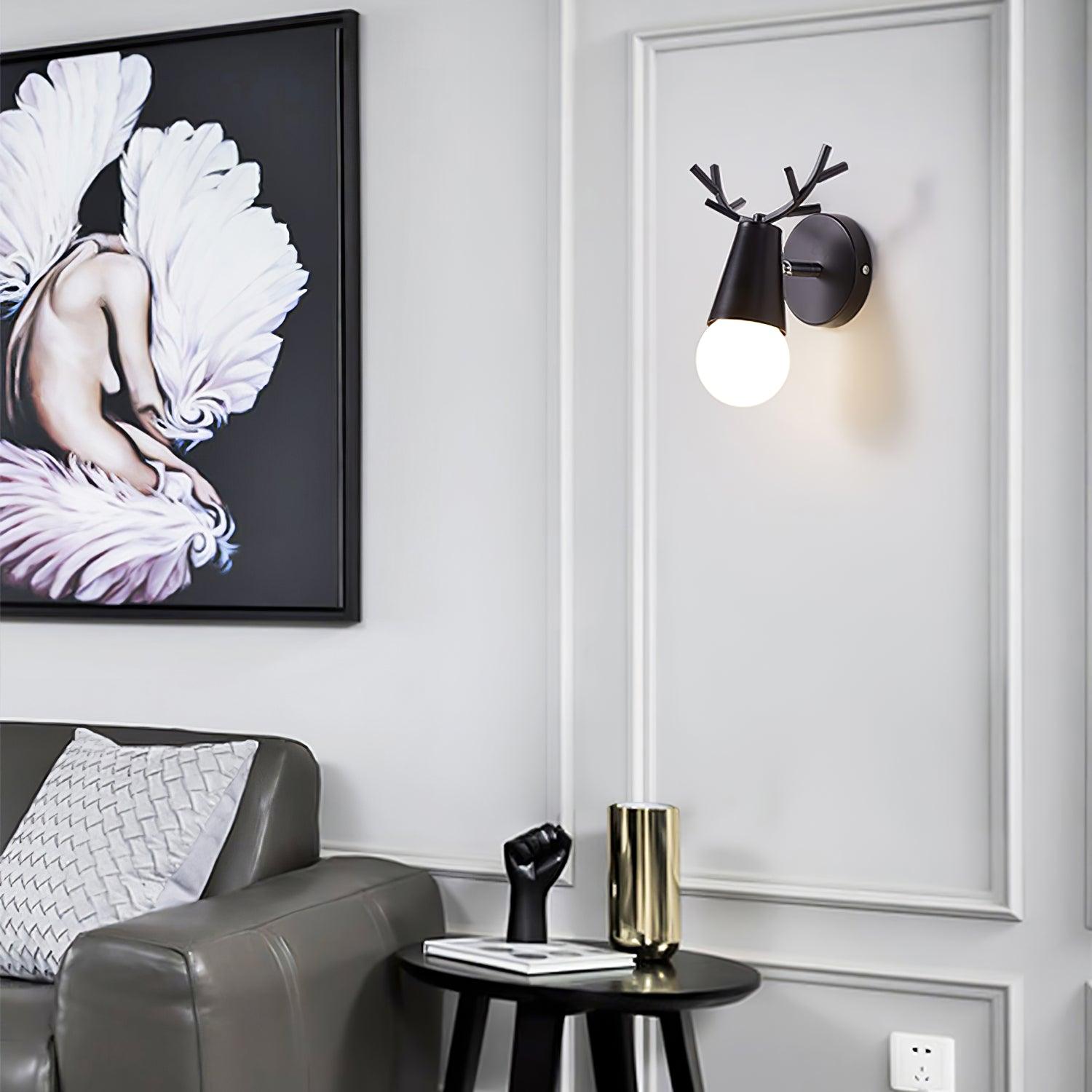 Yeknu Antler Wall Light, Bedroom Wall Sconce, detail 3