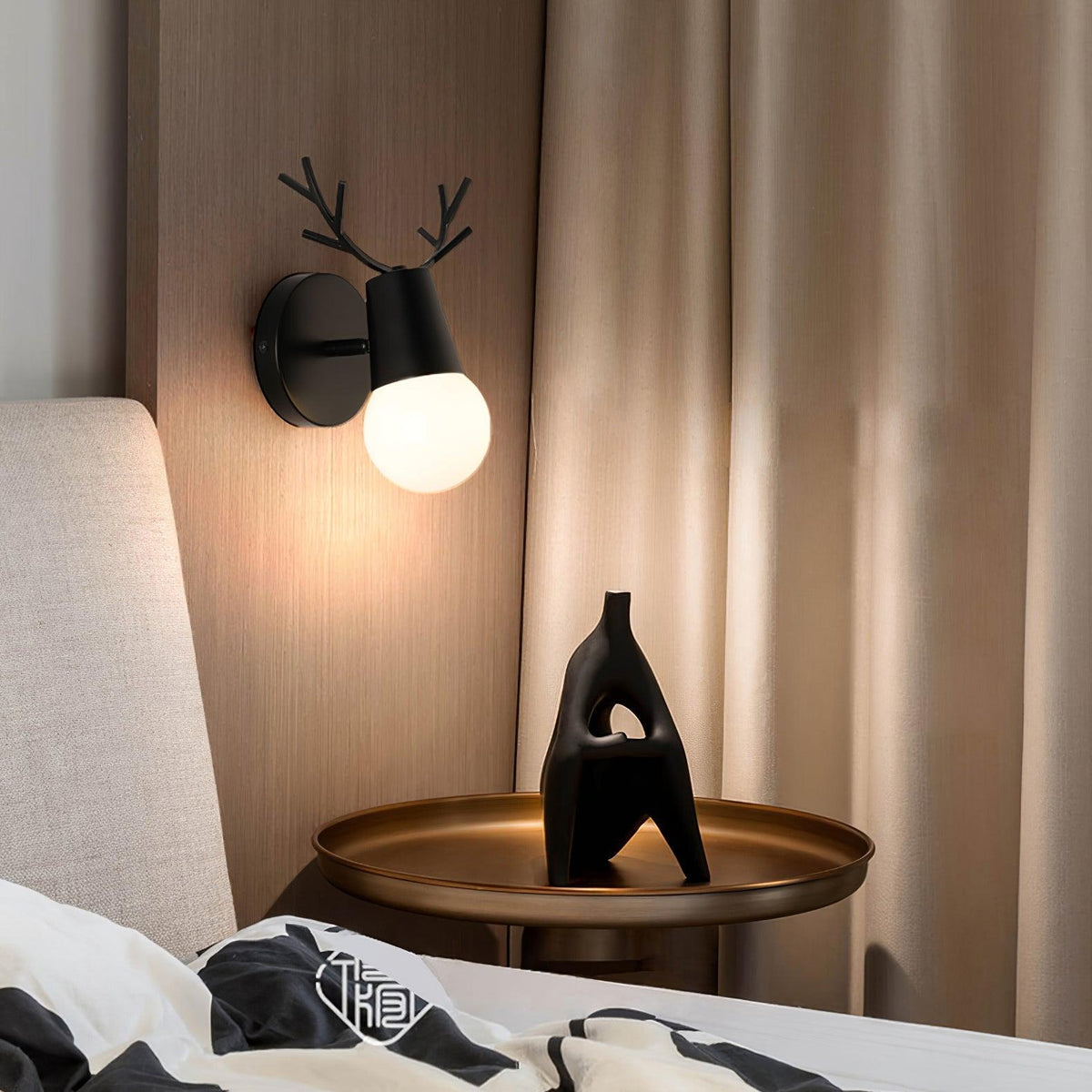 Yeknu Antler Wall Light, Bedroom Wall Sconce, detail 5