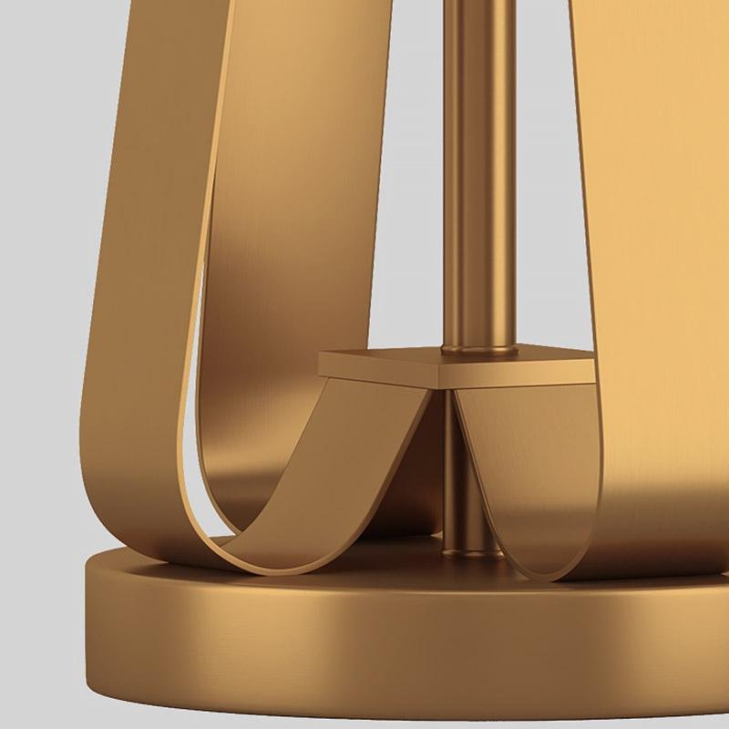 22 inch 1-Light Golden Faux Silk and Brass Geometric Table Light, Bedside Table Lamp, detail 15