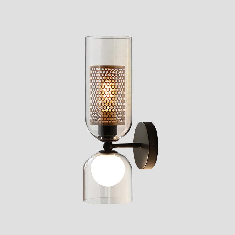 Zachary Wall Light, Bedroom Wall Sconce, Glass, Dia 26cm x H 39cm
