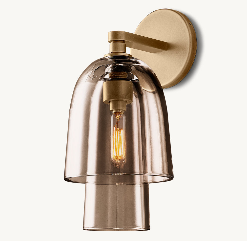 Blom Amber Glass Flute Wall Light, Bathroom Wall Sconce, detail 6