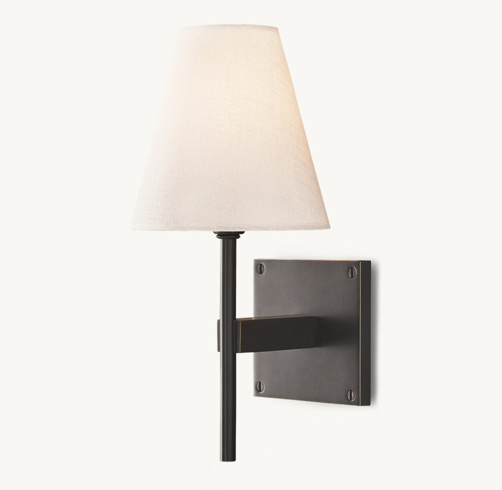 Fulham Linen Shade Wall Light, Bathroom Wall Sconce, detail 9