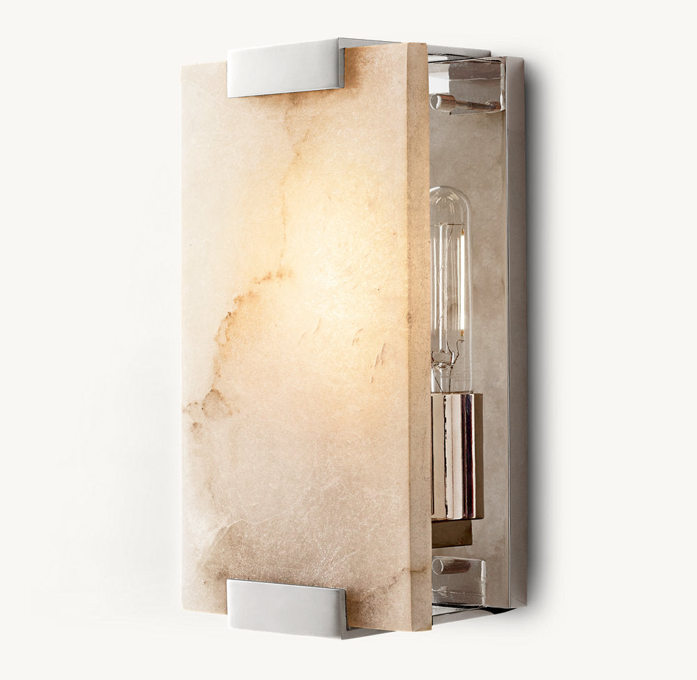 Hand-Carved Alabaster Wall Light, Bathroom Wall Sconce, detail 16