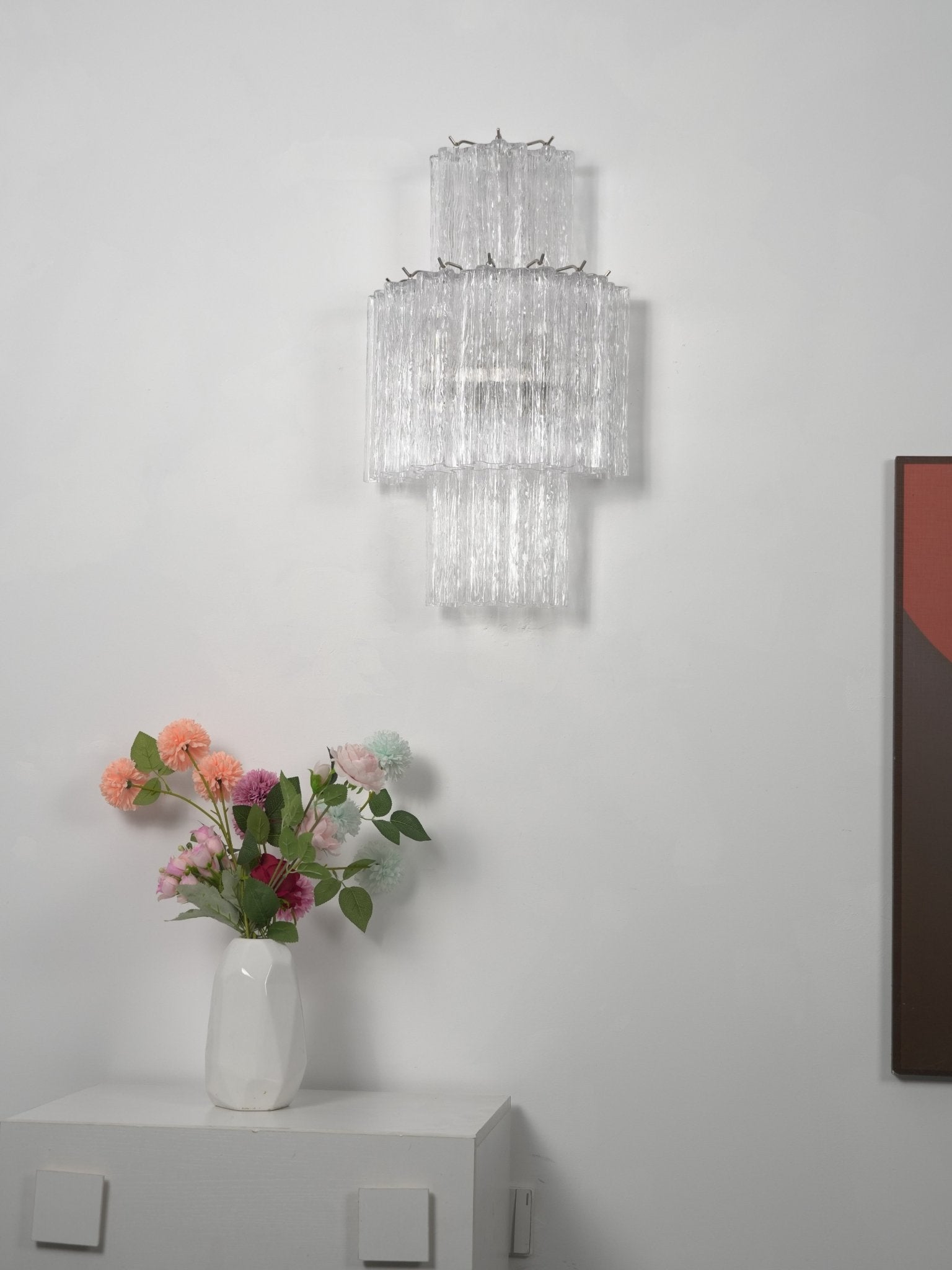 Glacier Tier Glass Wall Light, Hardwired Wall Sconce, detail 5