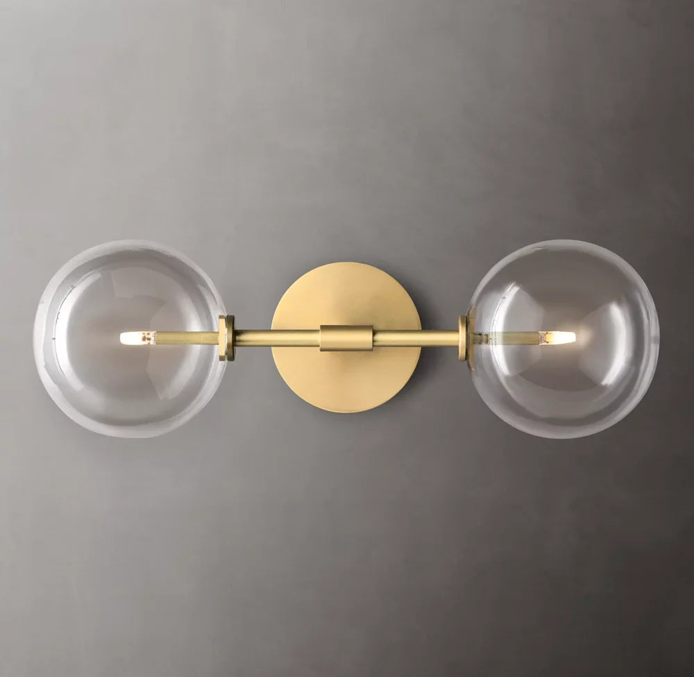 Glass Globe Linear Wall Light, Bathroom Wall Sconce, detail 5