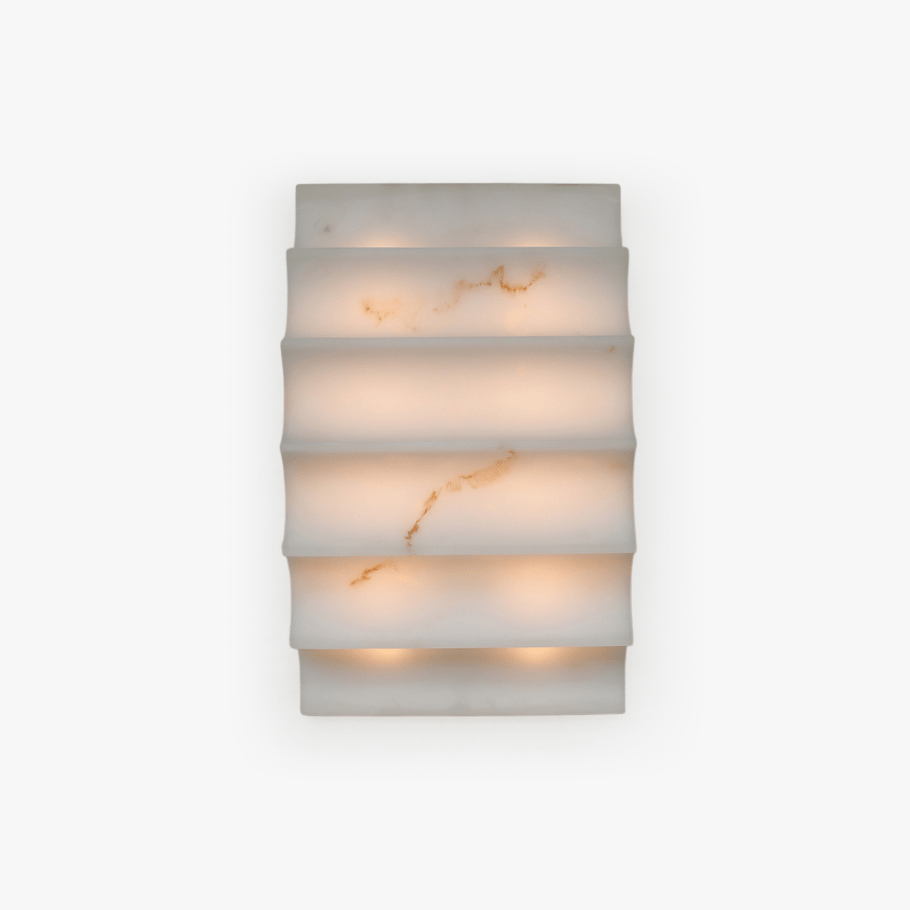 Serra Tiered Alabaster Wall Light, Hardwired Wall Sconce, Metal, Dia 22cm x H 35cm