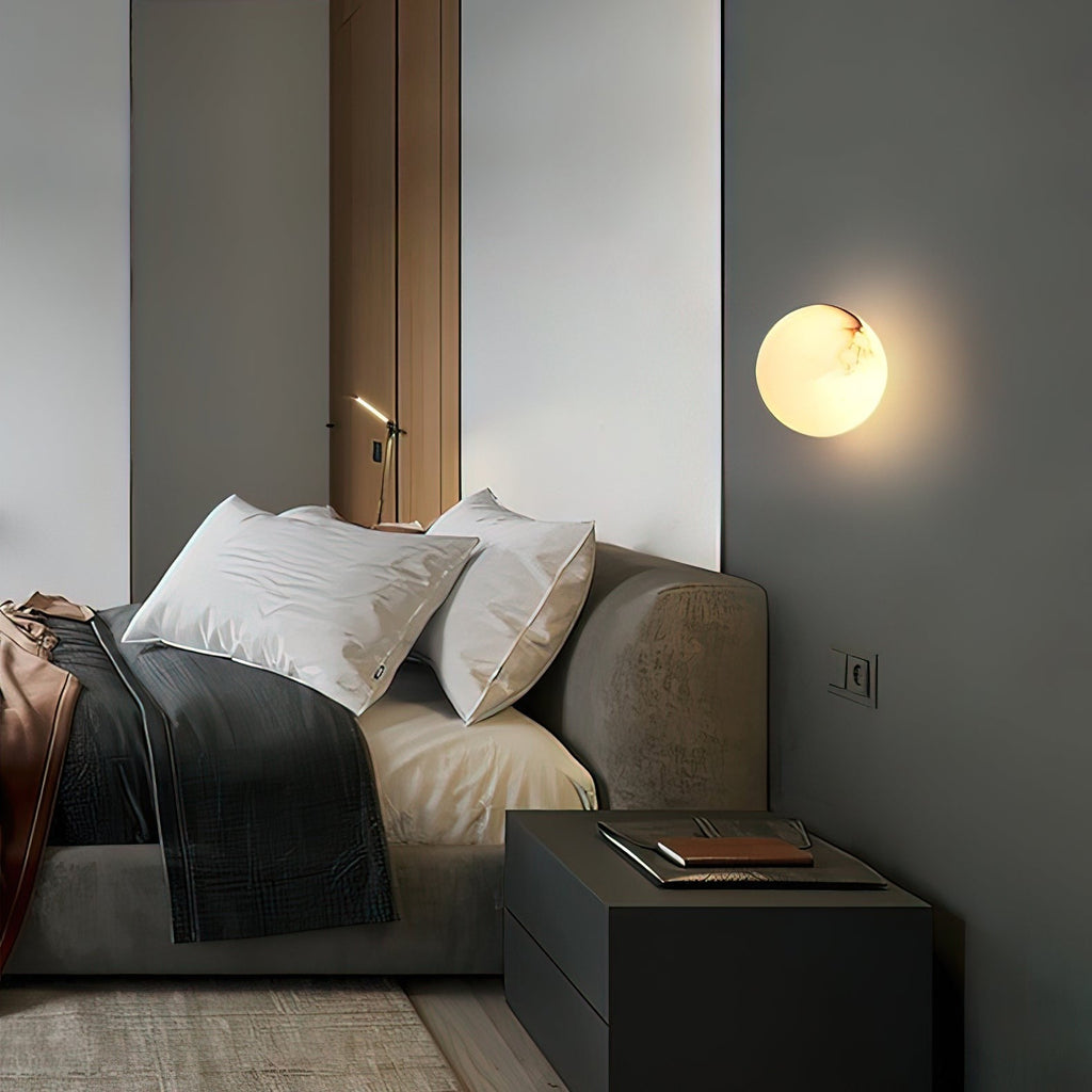 Alabaster Glow Mini Orb Wall Light, Bathroom Wall Sconce, detail 10