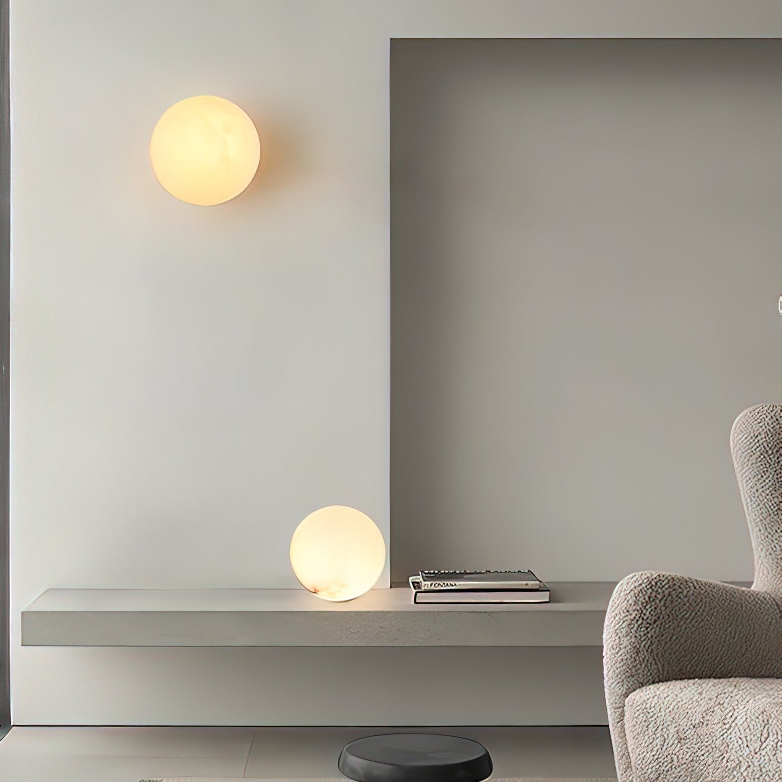 Alabaster Glow Mini Orb Wall Light, Bathroom Wall Sconce, detail 11