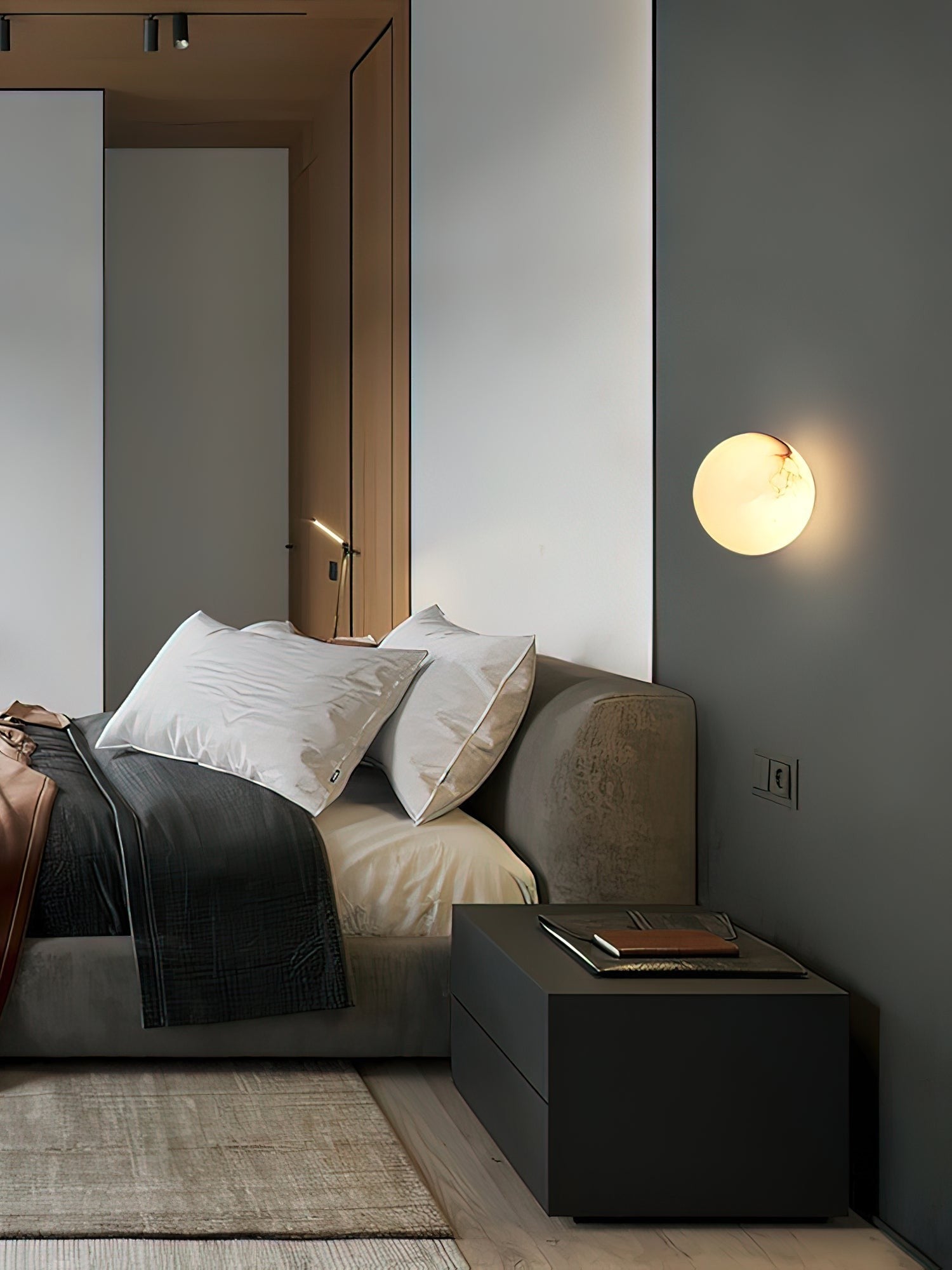 Alabaster Glow Mini Orb Wall Light, Bathroom Wall Sconce, detail 13