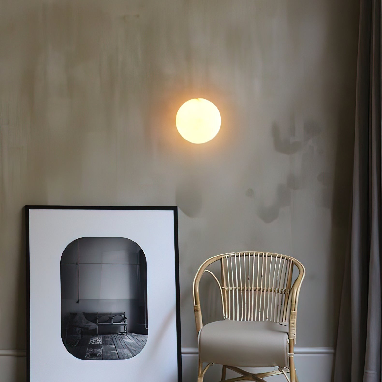 Alabaster Glow Mini Orb Wall Light, Bathroom Wall Sconce, detail 14