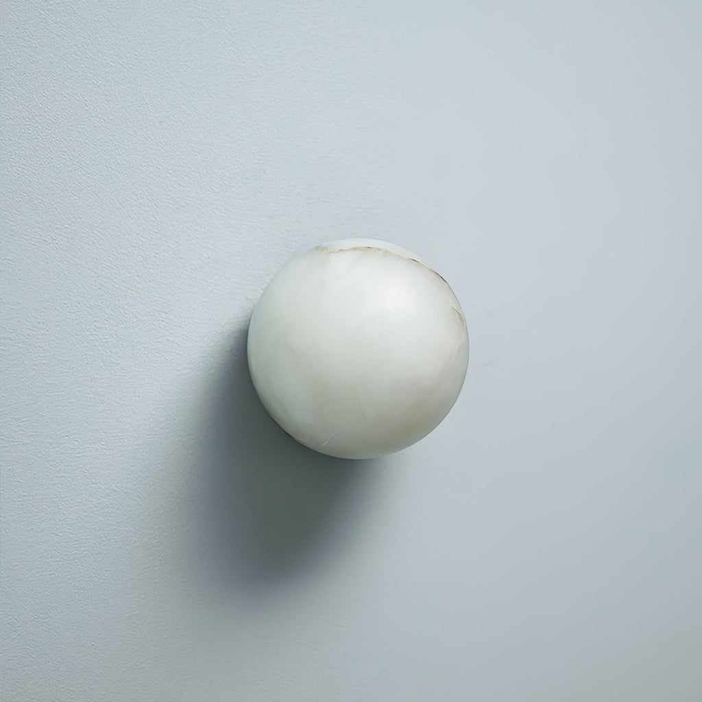 Alabaster Glow Mini Orb Wall Light, Bathroom Wall Sconce, Metal, ∅ 4.7″ x H 4.7″