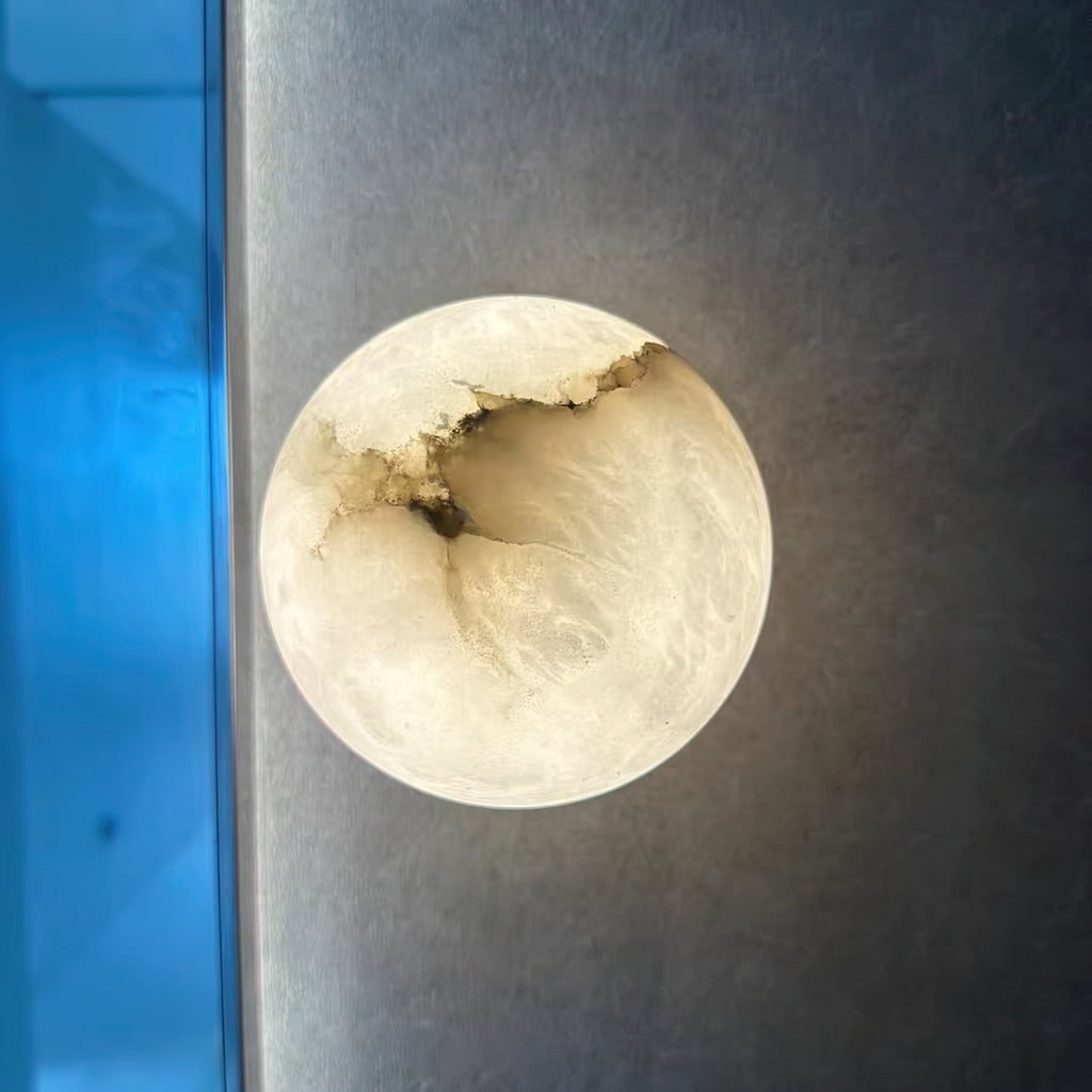 Alabaster Glow Mini Orb Wall Light, Bathroom Wall Sconce, detail 5