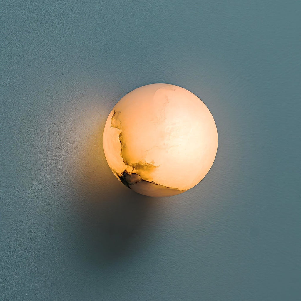 Alabaster Glow Mini Orb Wall Light, Bathroom Wall Sconce, detail 7