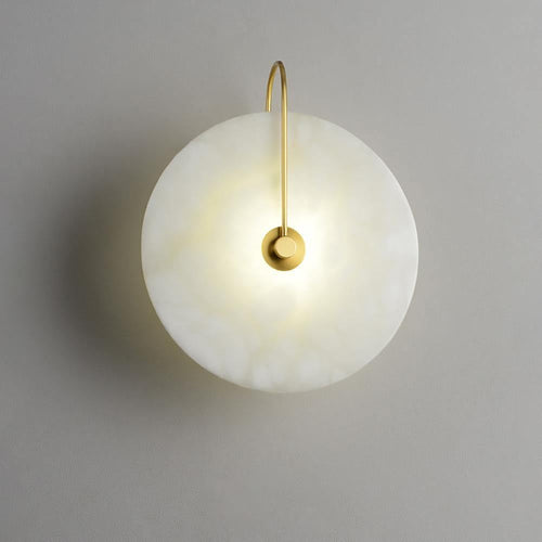 Alabaster Glow Wall Light, Bedroom Wall Sconce, Metal, ∅ 7.9″