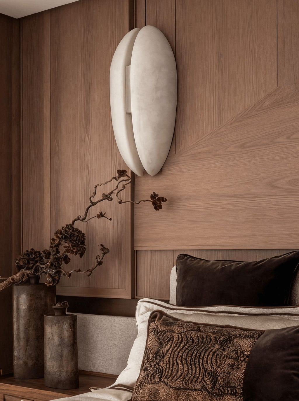 Alabaster Veil LED Wall Light, Bedroom Wall Sconce, detail 11