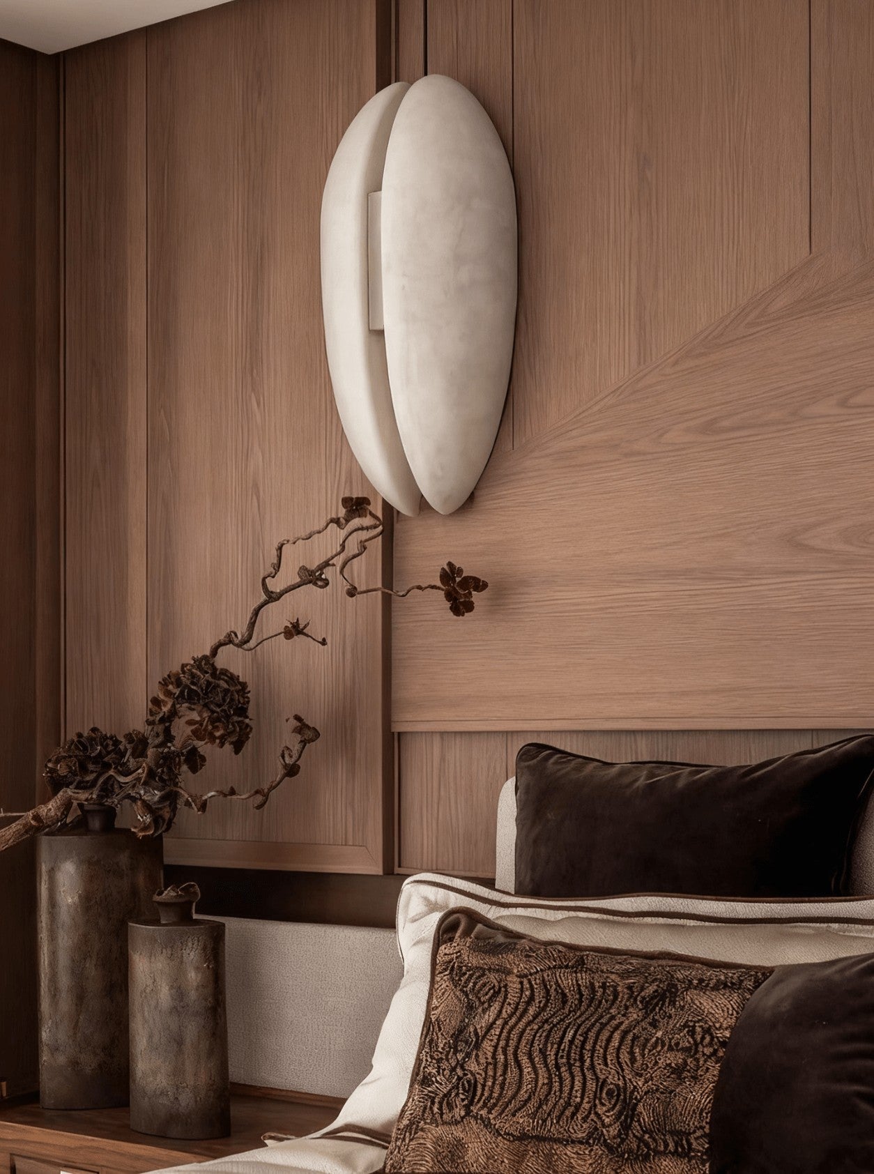 Alabaster Veil LED Wall Light, Bedroom Wall Sconce, detail 11