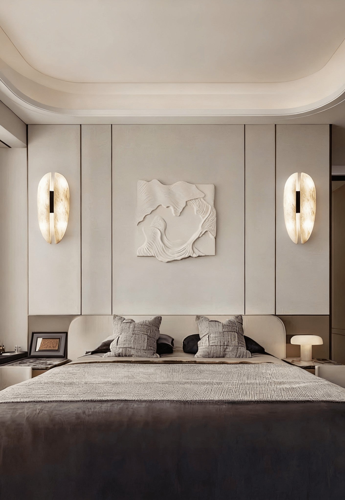 Alabaster Veil LED Wall Light, Bedroom Wall Sconce, detail 5