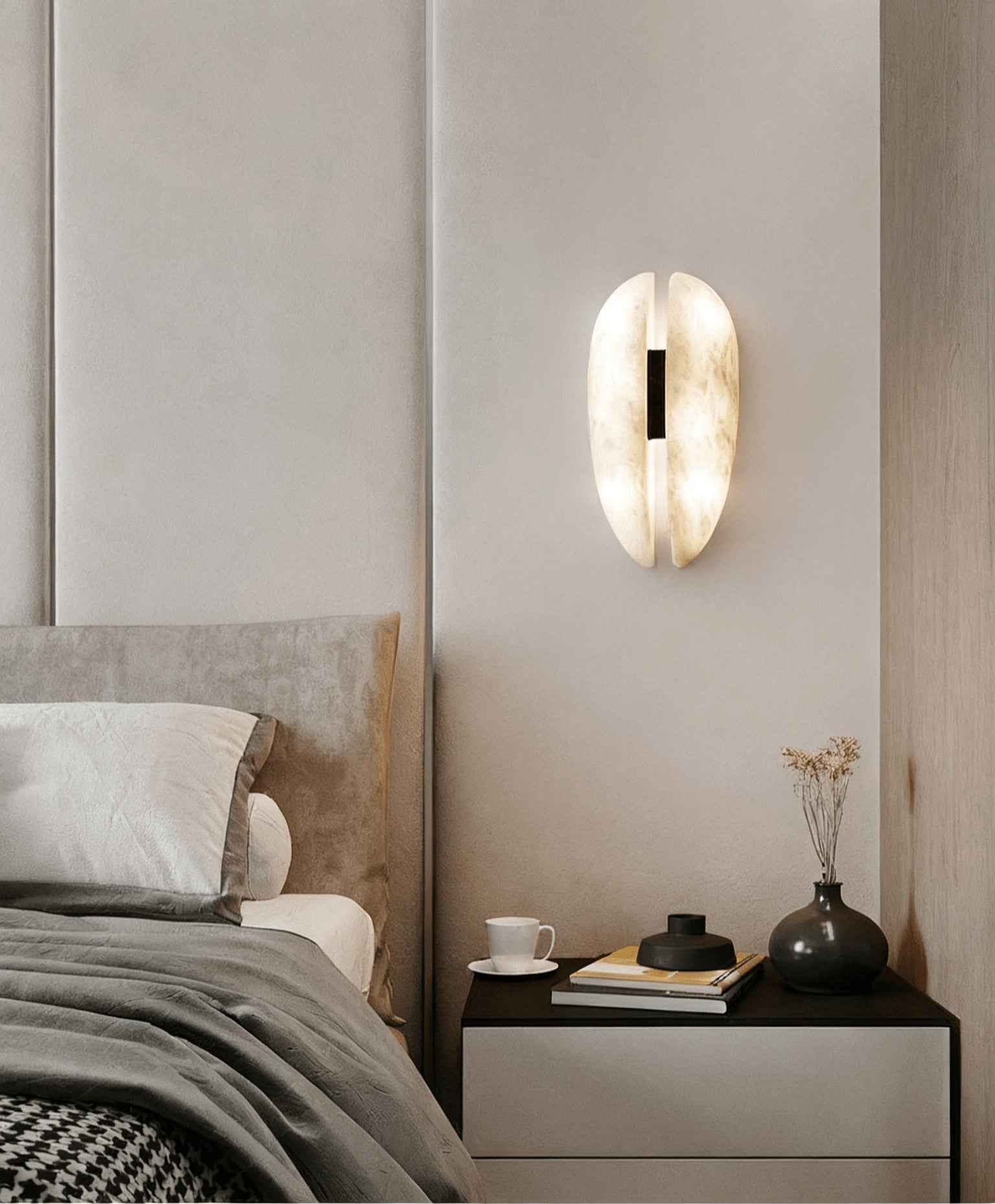Alabaster Veil LED Wall Light, Bedroom Wall Sconce, detail 7