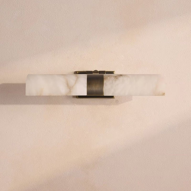 Aloria Alabaster Wall Light, Bedroom Wall Sconce, Metal, L 32cm x W 20cm x H 7cm