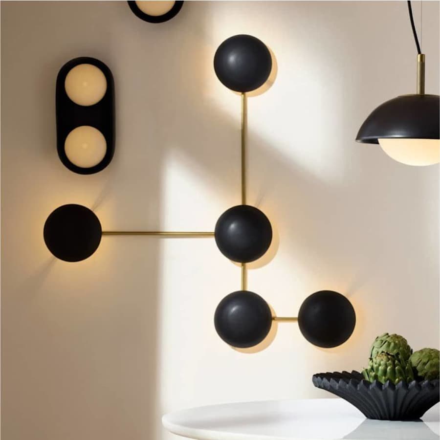 Glaze 5 Light 44" Tall Wall Light with Ceramic Shades, Wall Sconce, detail 8