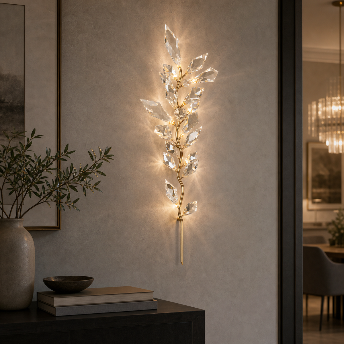 Artisan Foret 4 Light 58" Tall Wall Light - Lifestyle Living Room Or Hallway Scene [artisan-foret-4-light-wall-light-lifestyle-living-room-or-hallway-scene.png]