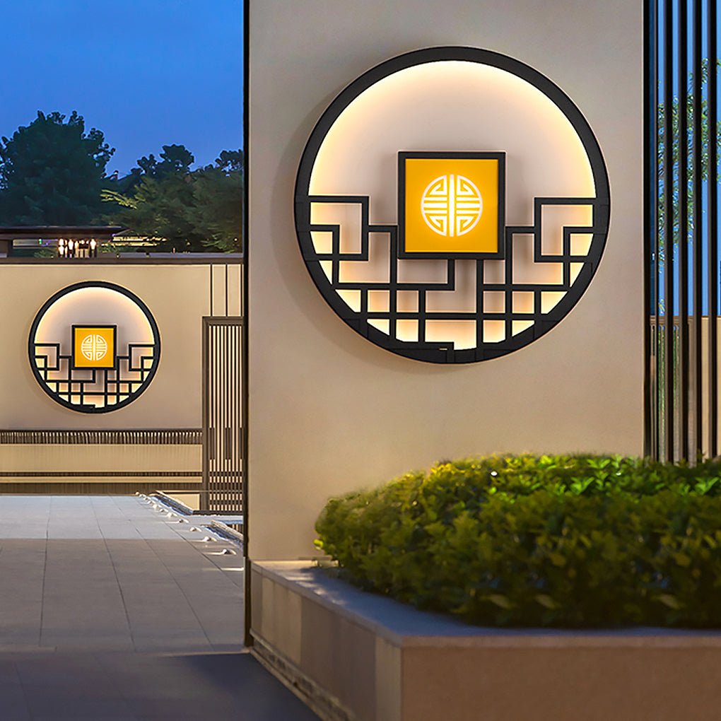 Asian Style Exterior LED Landscape Decorative Lighting Wall Light for Villa Courtyard, Outdoor Wall Light, 13.8"