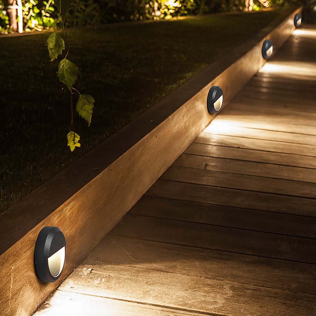 Waterproof Exterior LED Step Lights Corner Lamp for Villa Courtyard Garden, Outdoor Wall Light, 9.1'Dia x 2.1"