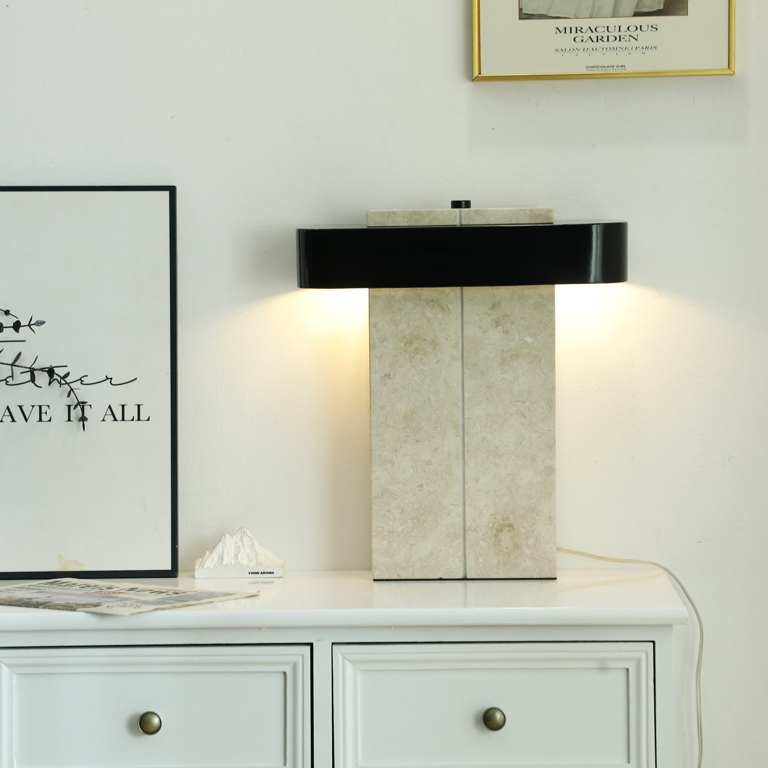 Aurelius Marble Accent Table Light, Bedside Table Lamp, detail 2
