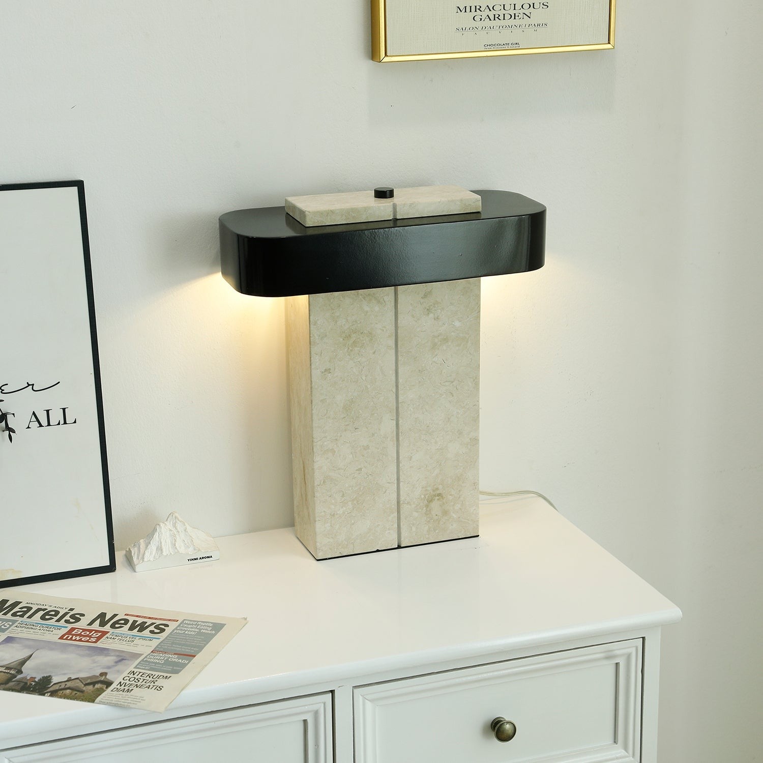 Aurelius Marble Accent Table Light, Bedside Table Lamp, detail 6