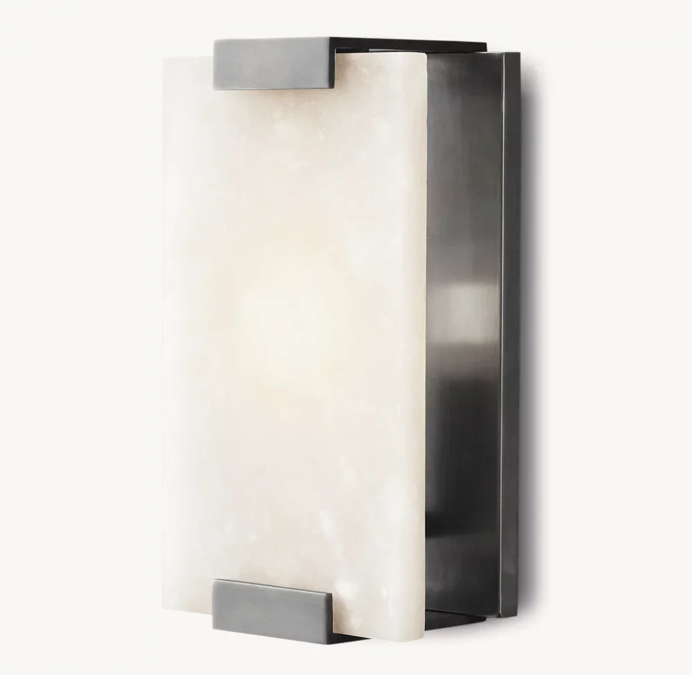 Hand-Carved Alabaster Wall Light, Bathroom Wall Sconce, detail 14