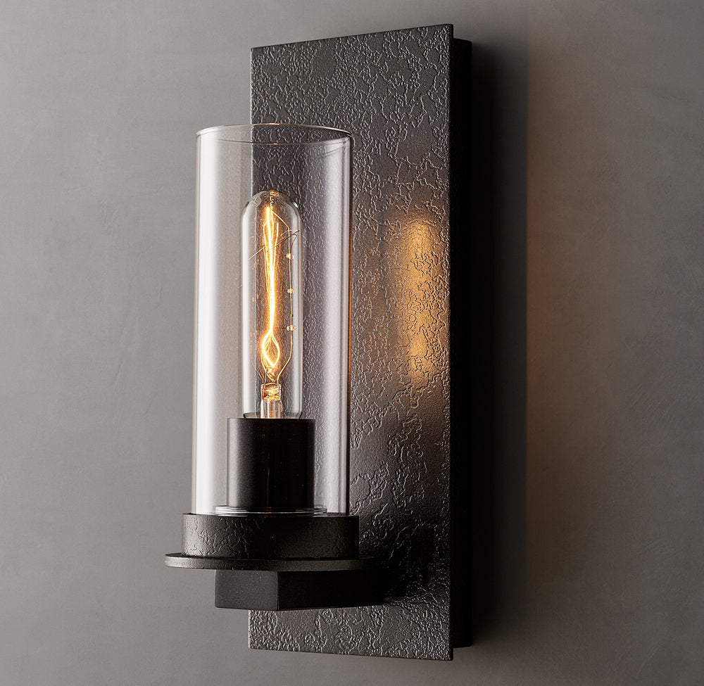 Ondra Clear Glass Wall Light, Bedroom Wall Sconce, 5"W x 1"D x 12"H