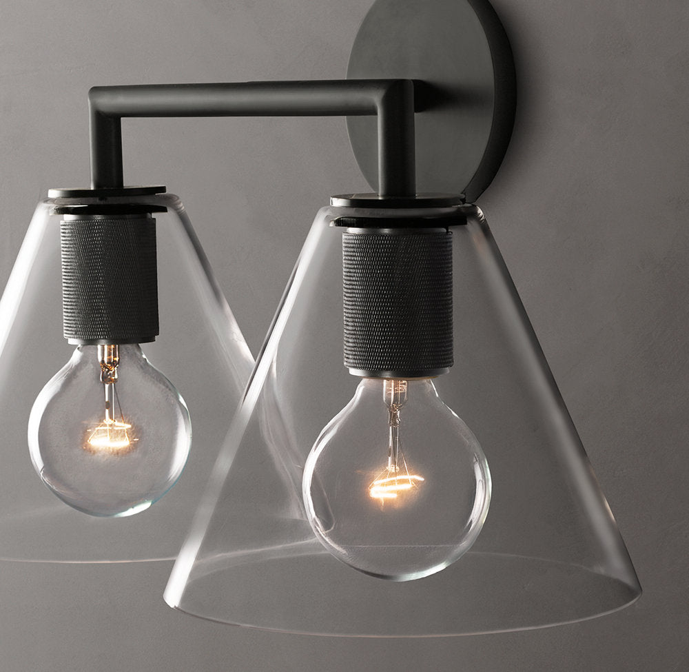 Utilitaire Funnel Shade Double Wall Light, Bathroom Wall Sconce, detail 9