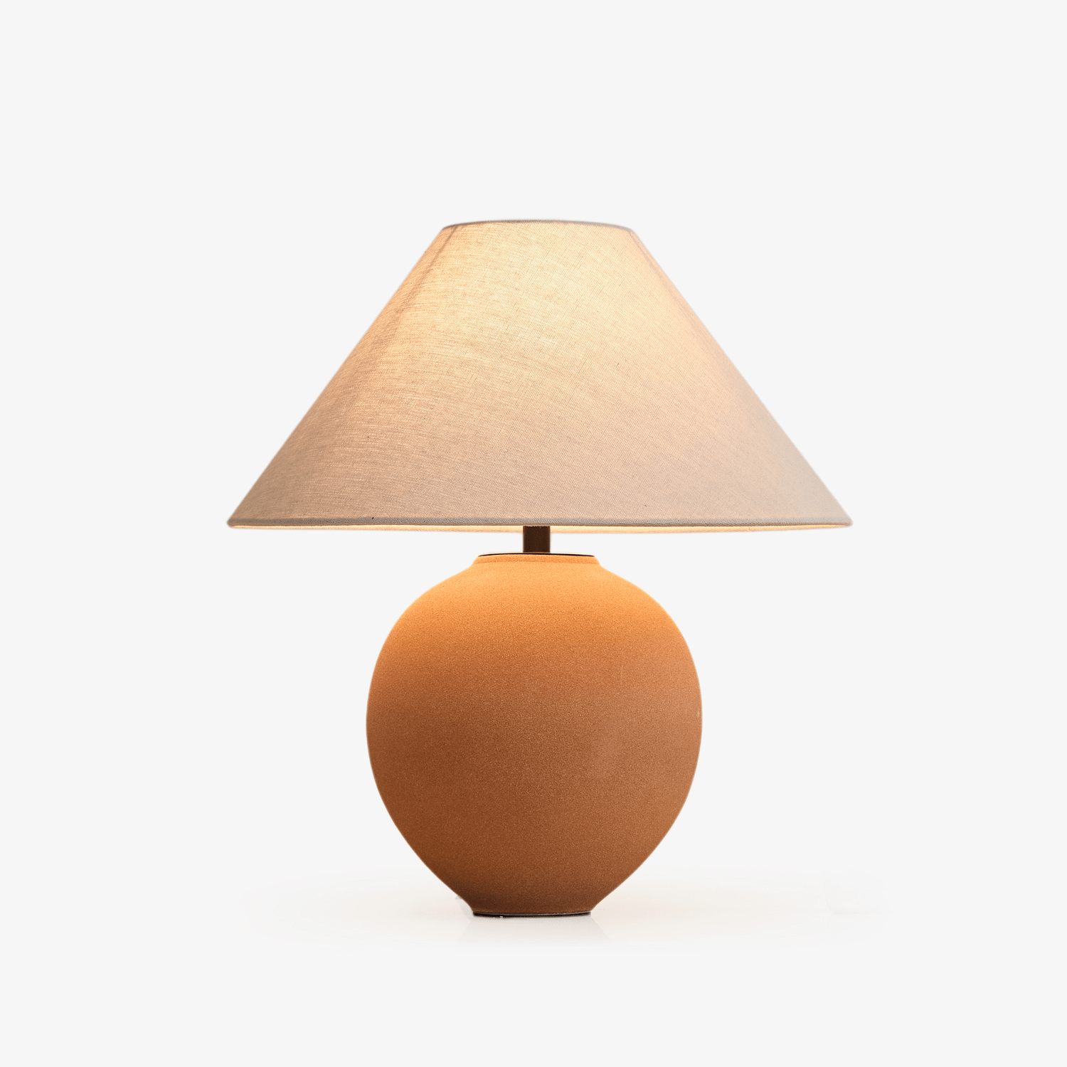 Terracotta Hued Ceramic Table Light, Bedside Table Lamp, Metal, Dia 40cm x H 47cm