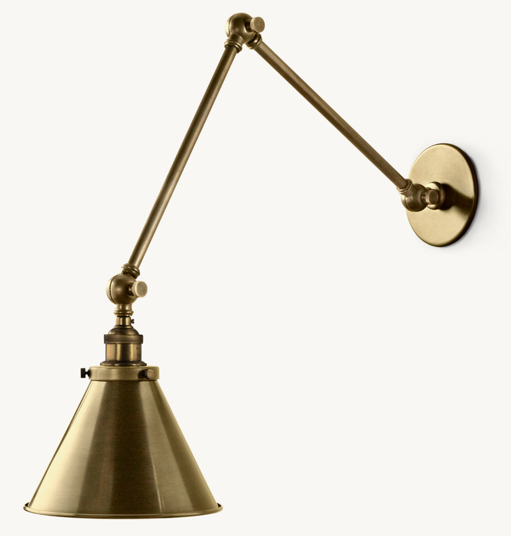 20th Century Library Style Double Wall Light, Hardwired Wall Sconce, detail 3