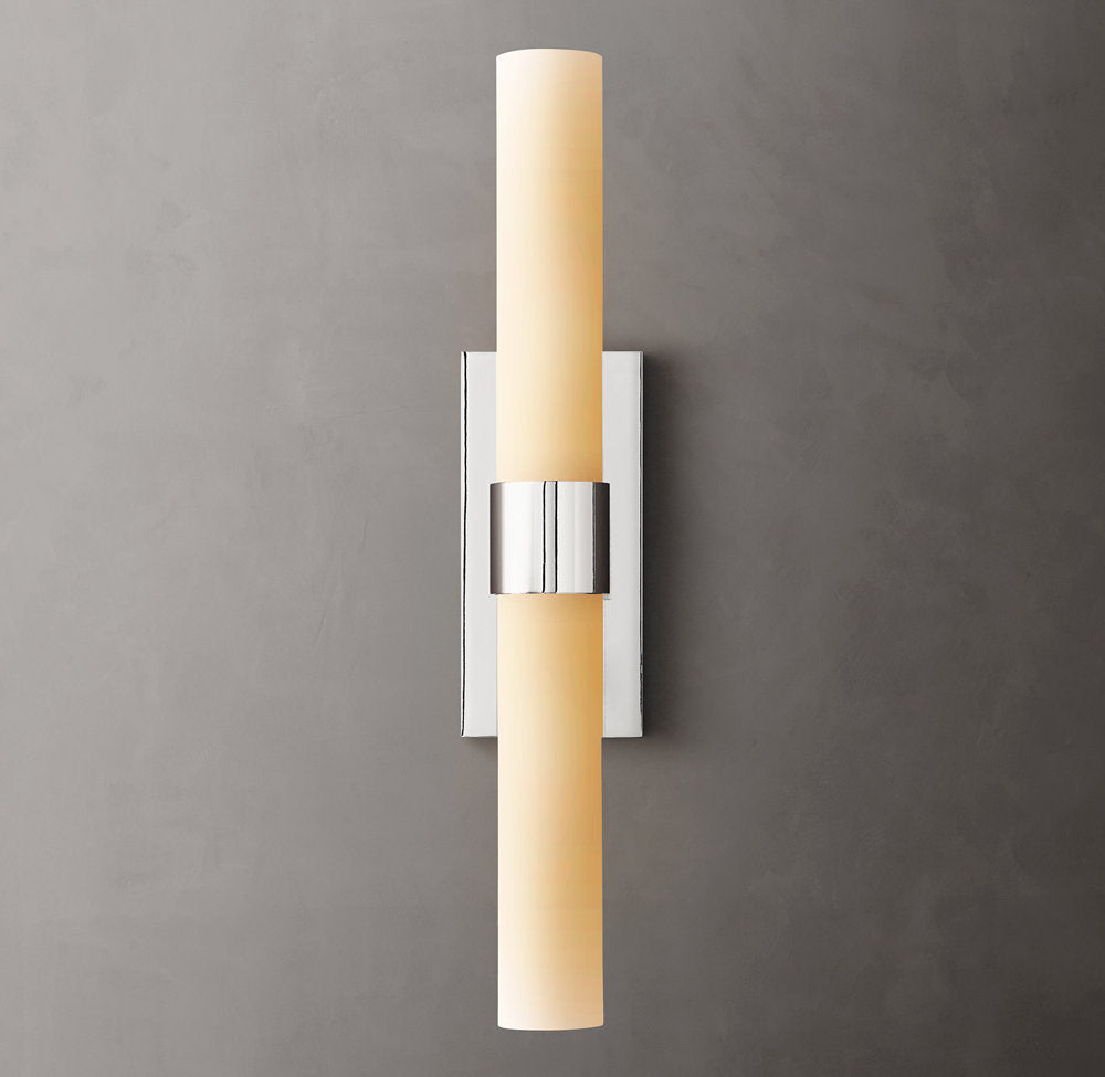 Ravelle Milk Glass Linear Wall Light, Bathroom Wall Sconce, detail 18
