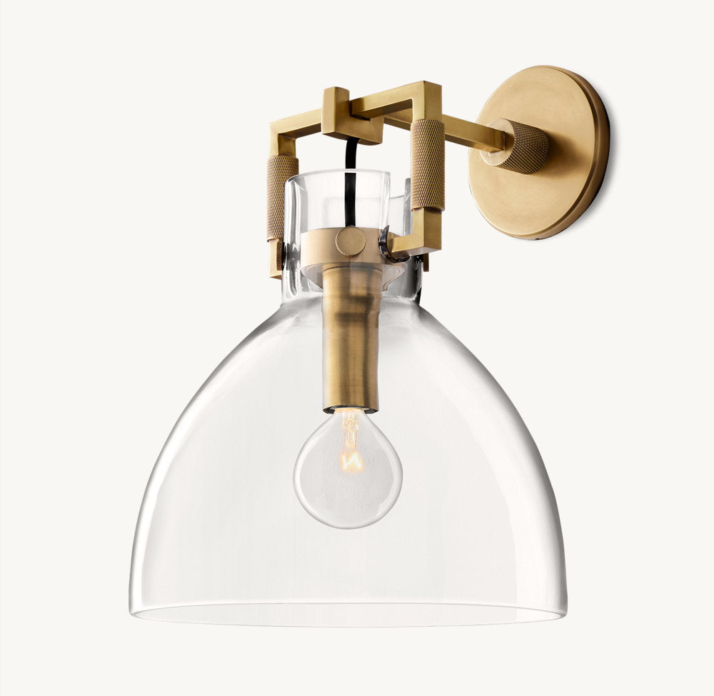 Machinist Glass Cloche Wall Light 10", Bathroom Wall Sconce, detail 6