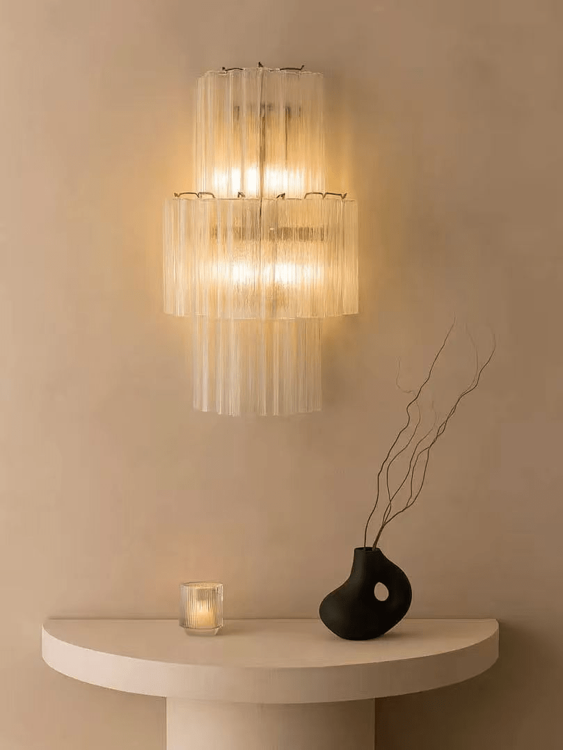 Glacier Tier Glass Wall Light, Hardwired Wall Sconce, detail 7