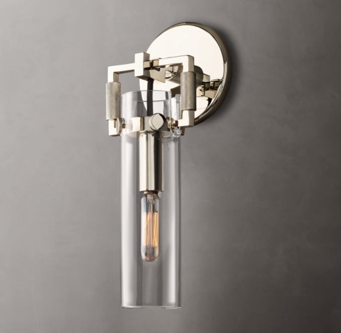 Machinist Glass Cylinder Wall Light 9", Bathroom Wall Sconce, detail 13