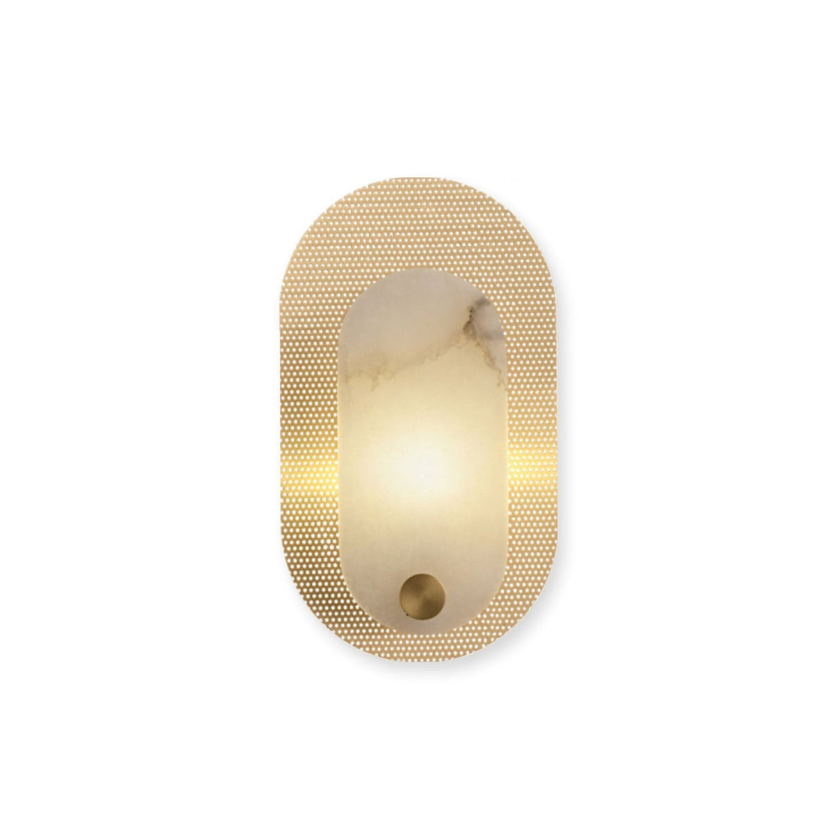 Perforated Oval Alabaster Wall Light - Dia 18cm x H 32.5cm Metal, Hardwired Wall Sconce, detail 8