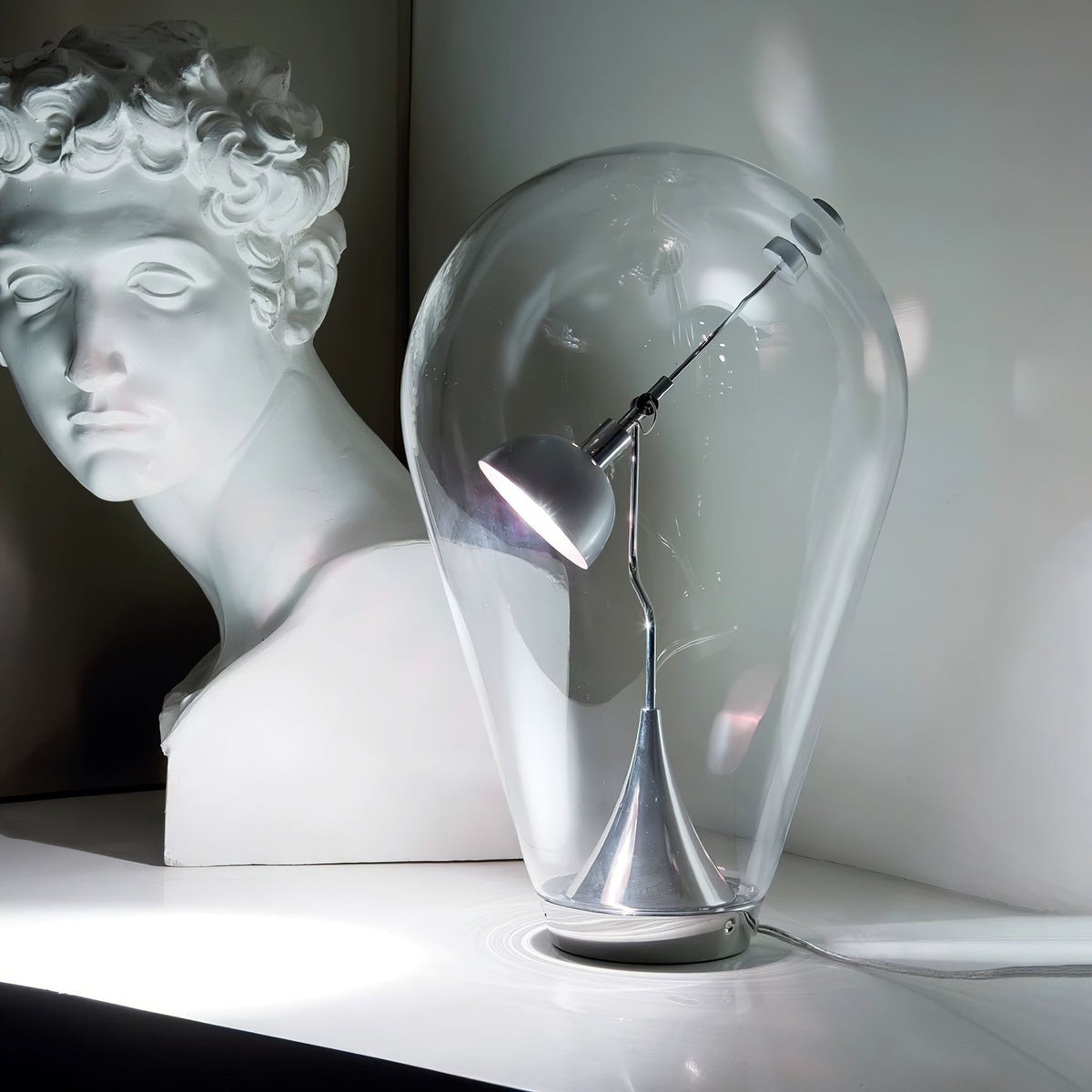 BeamGlow Rotating Glass Cylinder Table Light, Bedside Table Lamp, detail 11