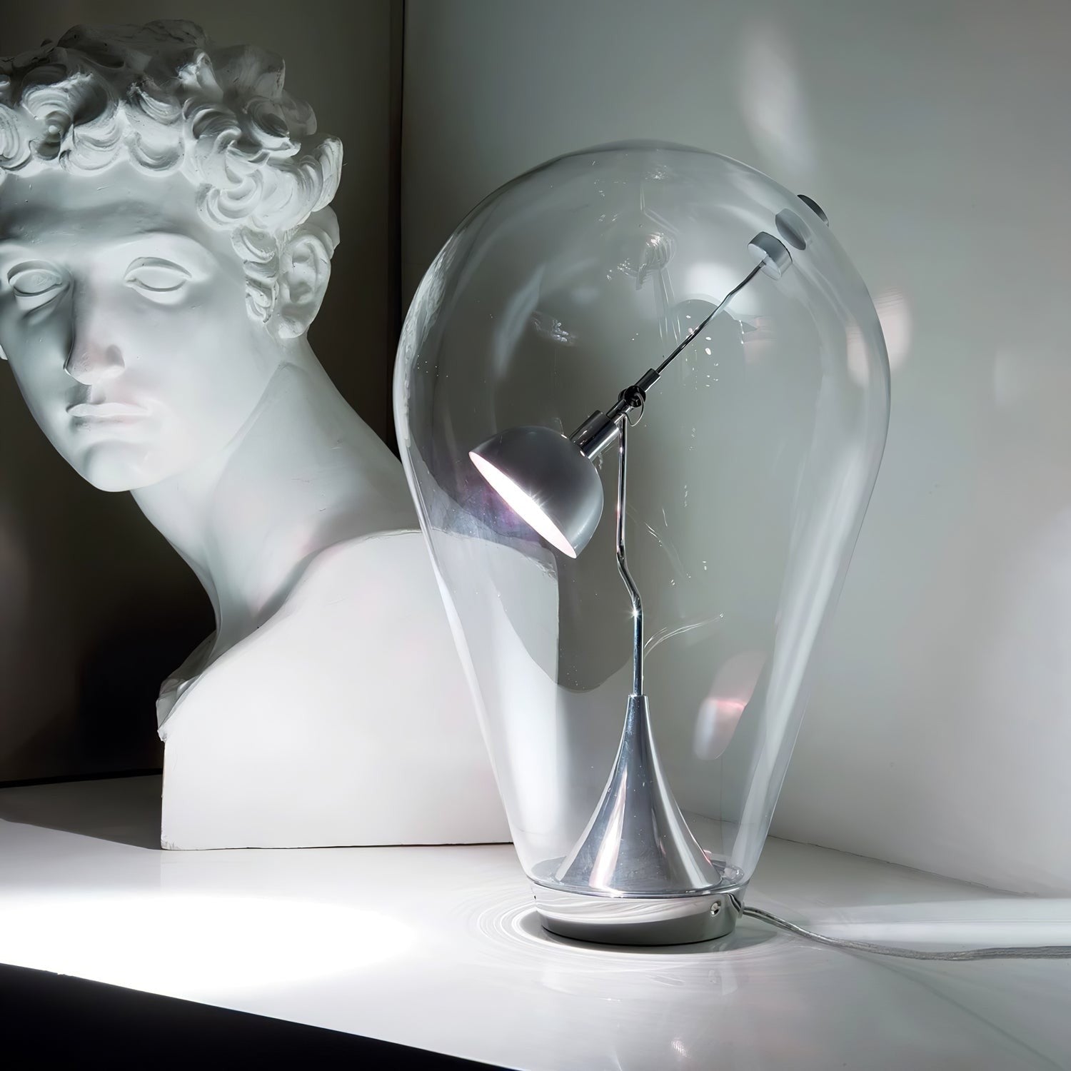 BeamGlow Rotating Glass Cylinder Table Light, Bedside Table Lamp, detail 11