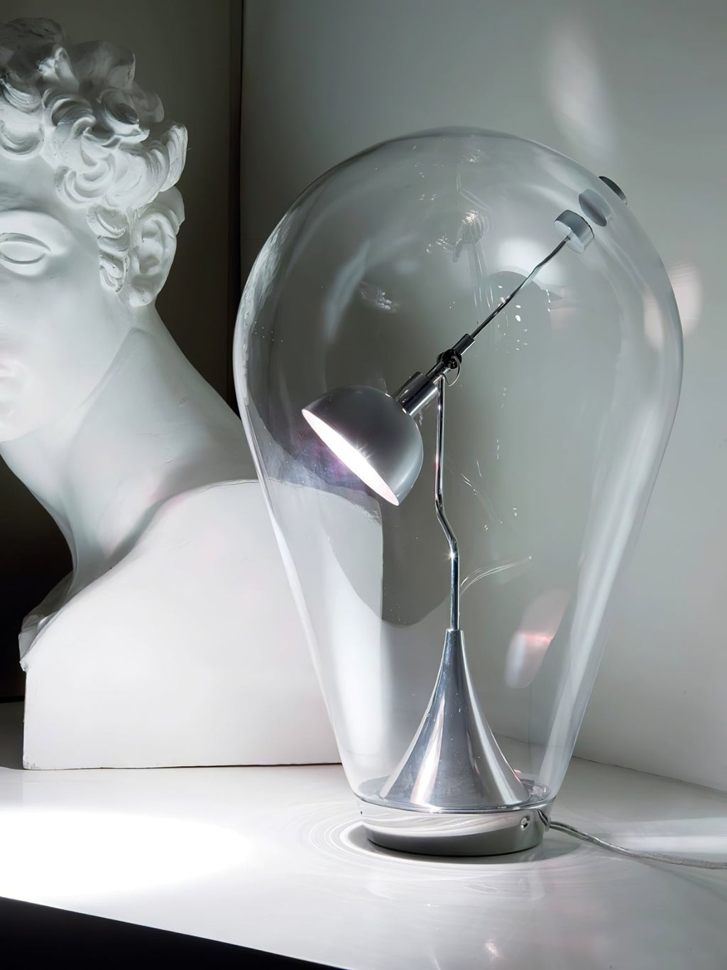 BeamGlow Rotating Glass Cylinder Table Light, Bedside Table Lamp, detail 14